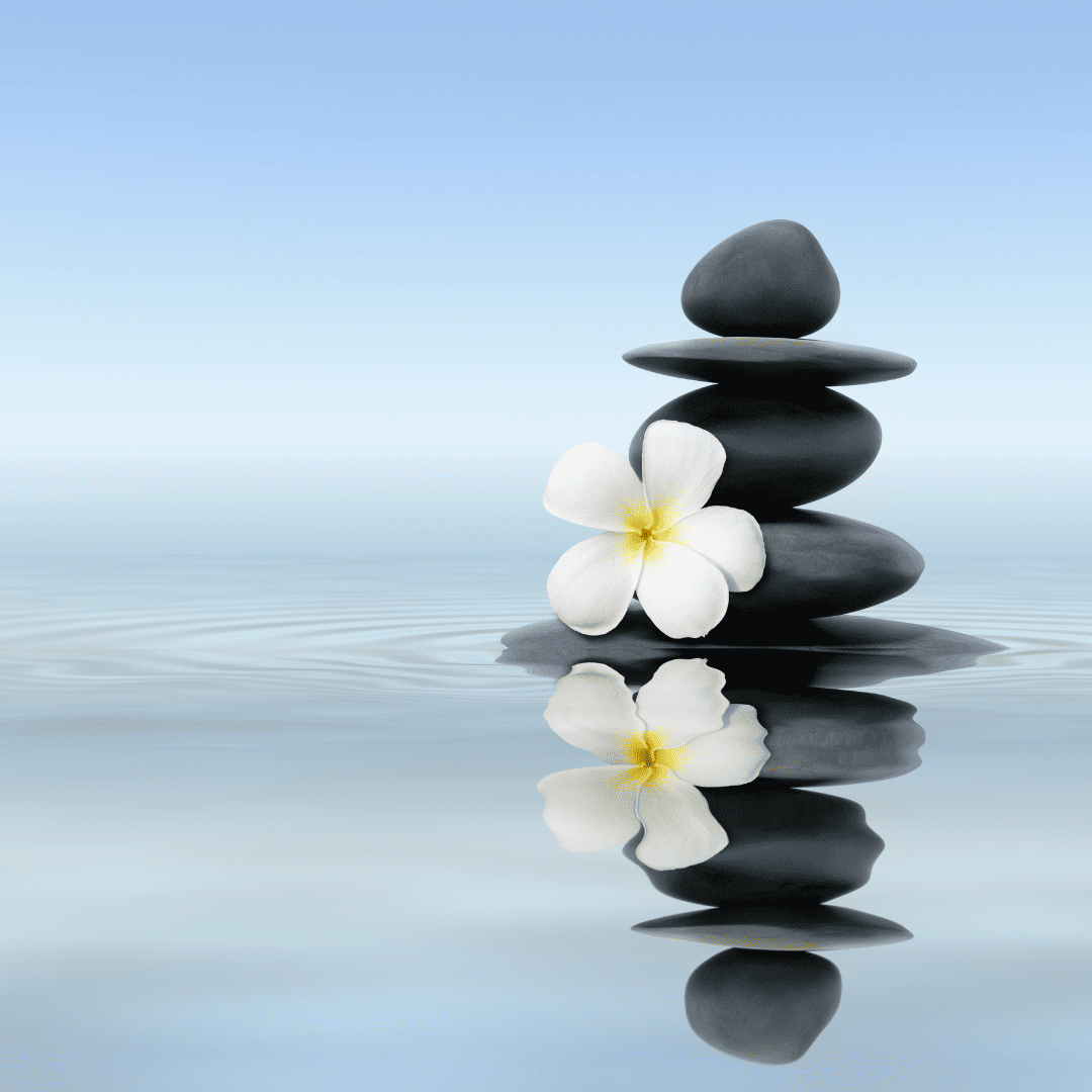 zen meditation stone stack in water